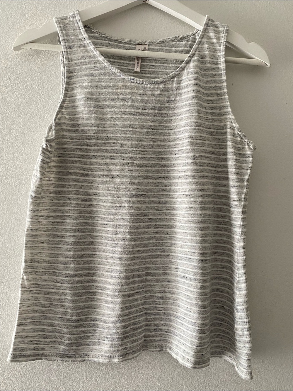 Banana Republic Gray and White Striped Tank Top